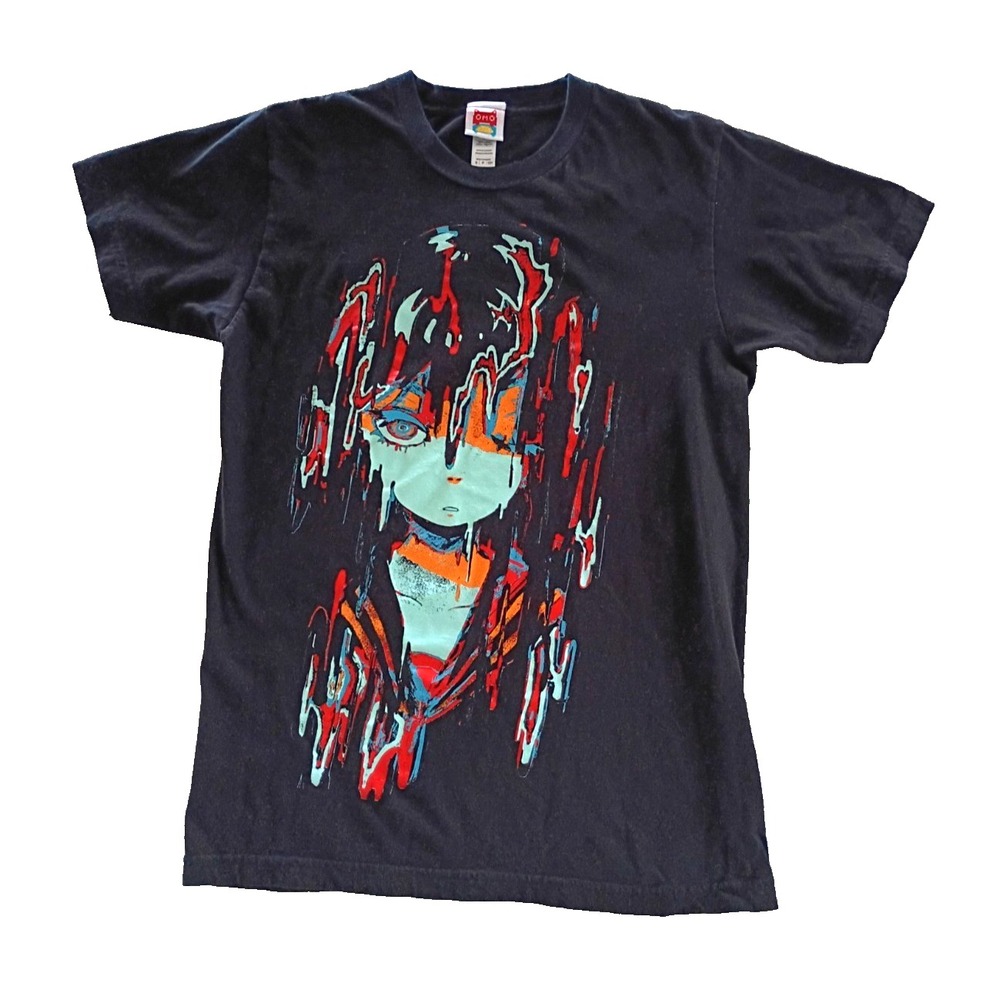 Omocat Anime Rain Girl Black T-Shirt "No longer in Production" Size Small